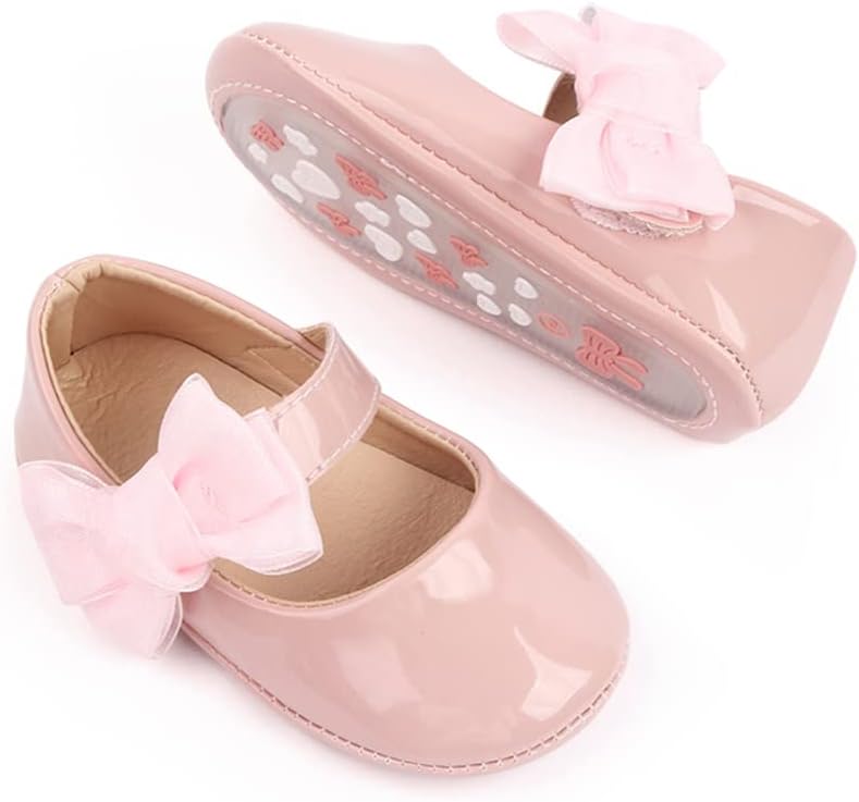 Infant Baby Girls Mary Jane Shoes Bow Ballet Flats First Walkers