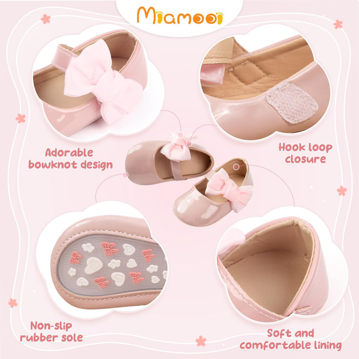 Infant Baby Girls Mary Jane Shoes Bow Ballet Flats First Walkers
