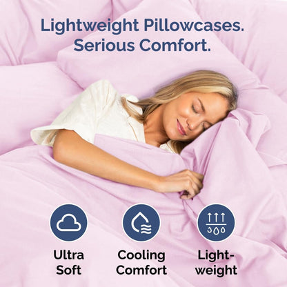 Queen Pillow Cases Set of 2 - Ultra Soft Cozy Pillowcase Covers - Pink