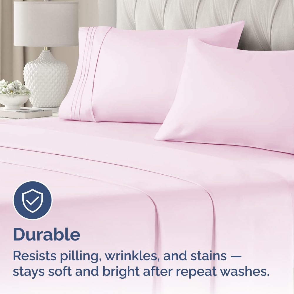 Queen Pillow Cases Set of 2 - Ultra Soft Cozy Pillowcase Covers - Pink