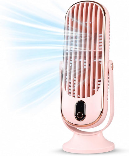 Table Tower Fan, 5 Speed Ultra Quiet 22dB USB Powered Compact Tower Fan with Turbo Airflow Detachable Blade, Portable Desktop Cooling Fan for Office Bedroom Outdoor (Pink)