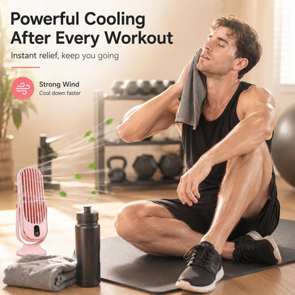 Table Tower Fan, 5 Speed Ultra Quiet 22dB USB Powered Compact Tower Fan with Turbo Airflow Detachable Blade, Portable Desktop Cooling Fan for Office Bedroom Outdoor (Pink)