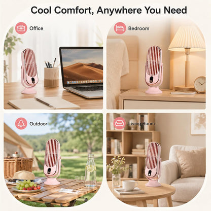 Table Tower Fan, 5 Speed Ultra Quiet 22dB USB Powered Compact Tower Fan with Turbo Airflow Detachable Blade, Portable Desktop Cooling Fan for Office Bedroom Outdoor (Pink)
