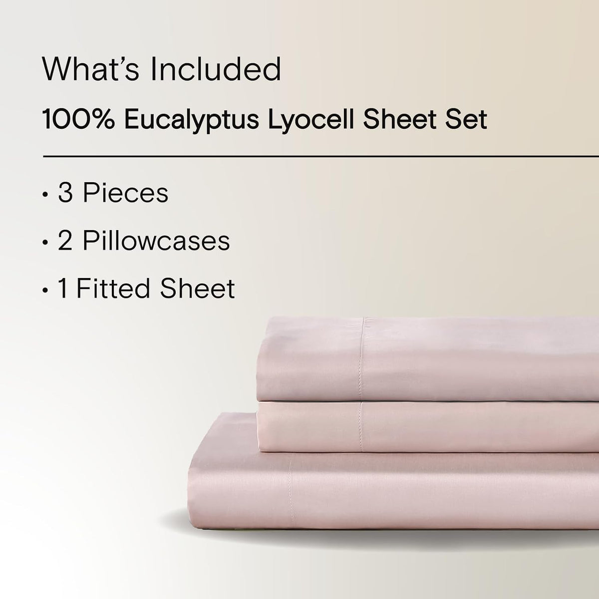 AiryWeight Tencel Sheet Set, 100% Lyocell Derived from Eucalyptus, Buttery Soft, Architectural Digest Best Cooling Sheets Winner - 3pc - 2 Pillowcases 1 Fitted (Blush, Queen)