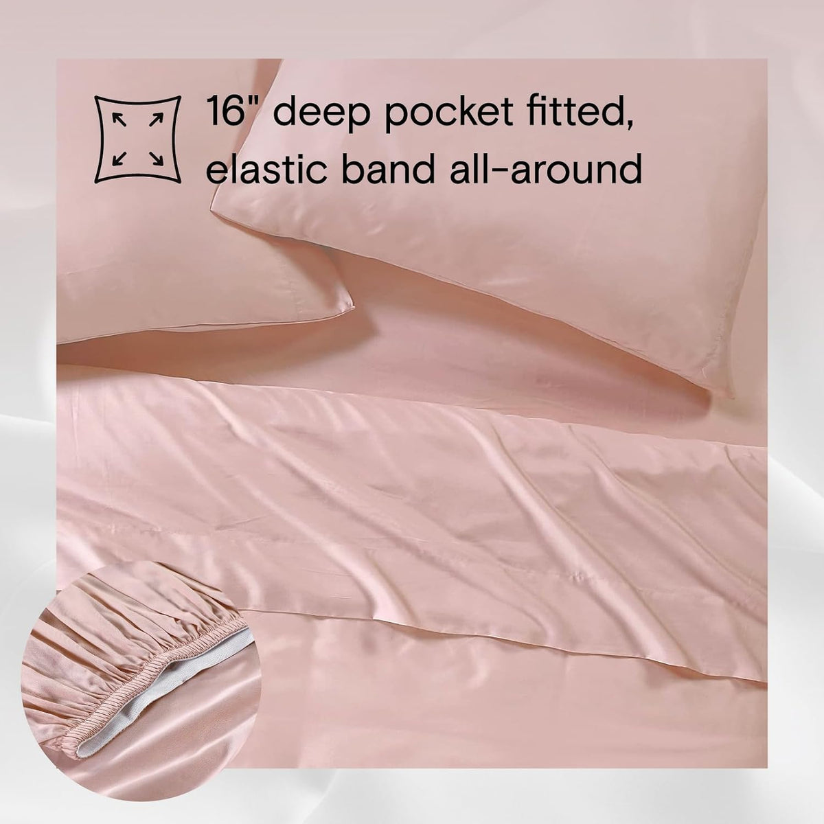 AiryWeight Tencel Sheet Set, 100% Lyocell Derived from Eucalyptus, Buttery Soft, Architectural Digest Best Cooling Sheets Winner - 3pc - 2 Pillowcases 1 Fitted (Blush, Queen)