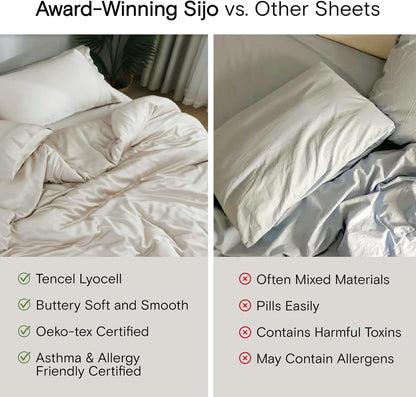 AiryWeight Tencel Sheet Set, 100% Lyocell Derived from Eucalyptus, Buttery Soft, Architectural Digest Best Cooling Sheets Winner - 3pc - 2 Pillowcases 1 Fitted (Blush, Queen)