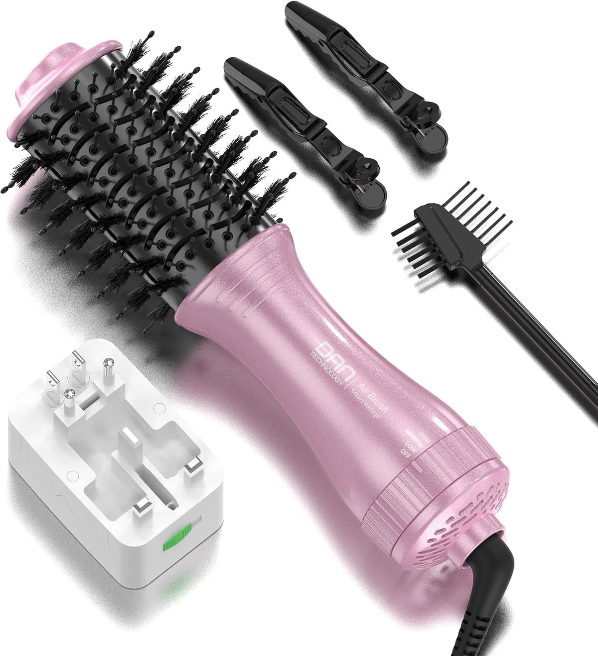 DAN Travel Hair Dryer Brush,Dual Voltage Blow Dryer Brush,100V-240V