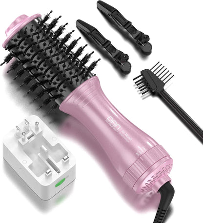 DAN Travel Hair Dryer Brush,Dual Voltage Blow Dryer Brush,100V-240V