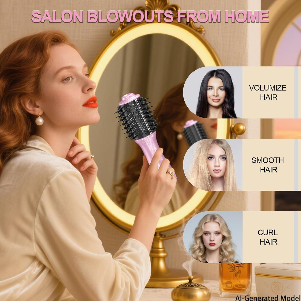 DAN Travel Hair Dryer Brush,Dual Voltage Blow Dryer Brush,100V-240V