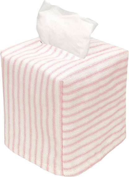 Tissue Box Cover Tissue Holder Tissue Dispenser Square Cube, Soft Fabric Cover Slips Over Cardboard Facial Tissue Boxes - Pink Room Decor, Nursery Decor, Bathroom, Bedroom, Lined Fabric Folds Flat