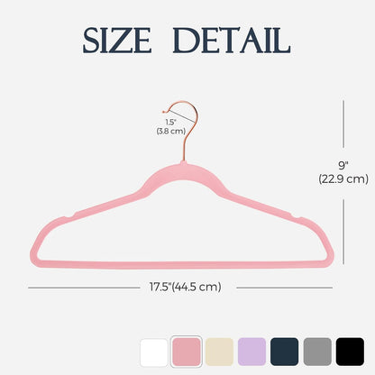 Pink Velvet Hangers 100 Pack, Premium Non-Slip Felt Hangers