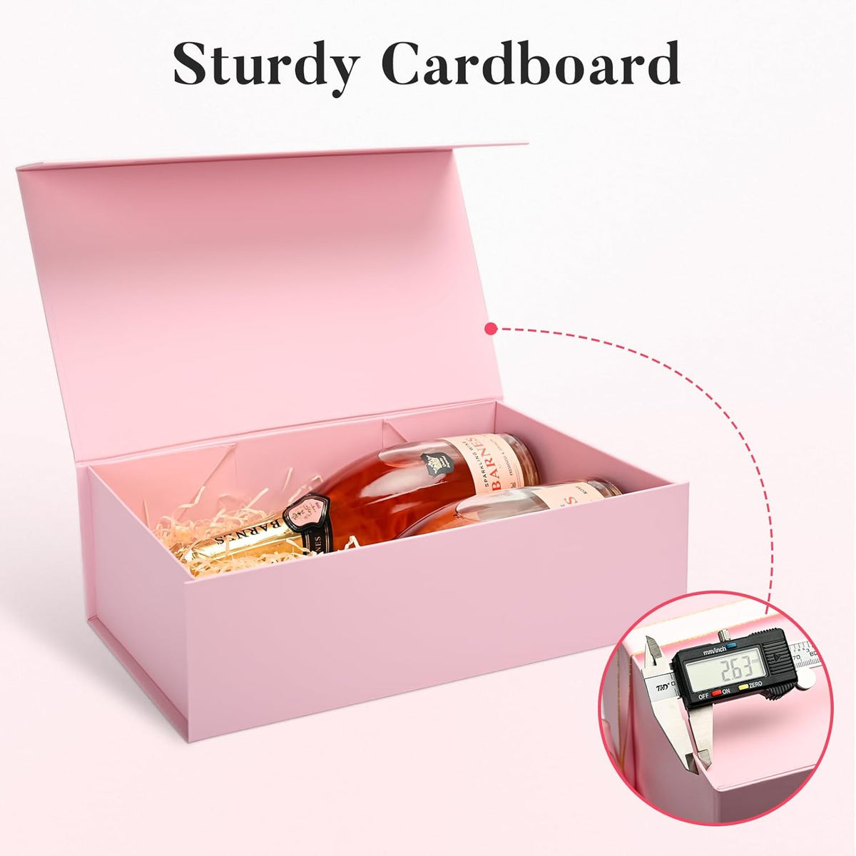 Pink Gift Box for Wedding with Magnetic Lid, 13.85"x8.35"x4.45"