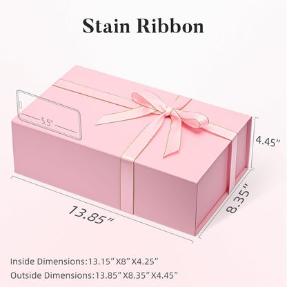 Pink Gift Box for Wedding with Magnetic Lid, 13.85"x8.35"x4.45"