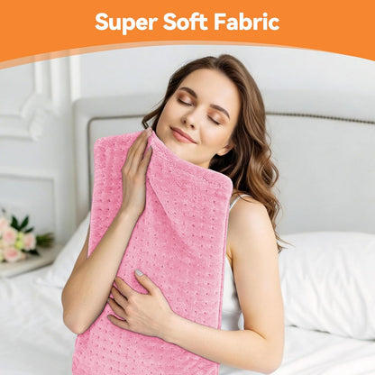 Heating Pad for Back Pain, 17"x33" Electric Heat Pad with 9 Heat Levels & 4 Auto-Off Timers, Portable Heating Pad for Period Cramps, Shoulder, Neck, Machine Washable, Gifts for Women Men, Pink