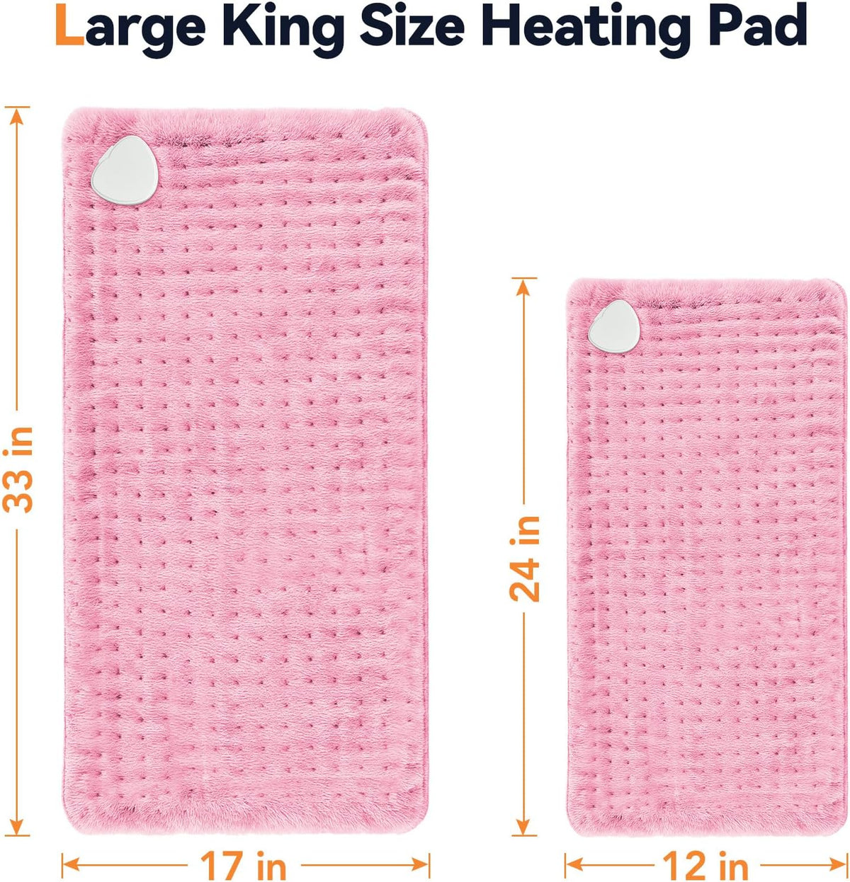 Heating Pad for Back Pain, 17"x33" Electric Heat Pad with 9 Heat Levels & 4 Auto-Off Timers, Portable Heating Pad for Period Cramps, Shoulder, Neck, Machine Washable, Gifts for Women Men, Pink