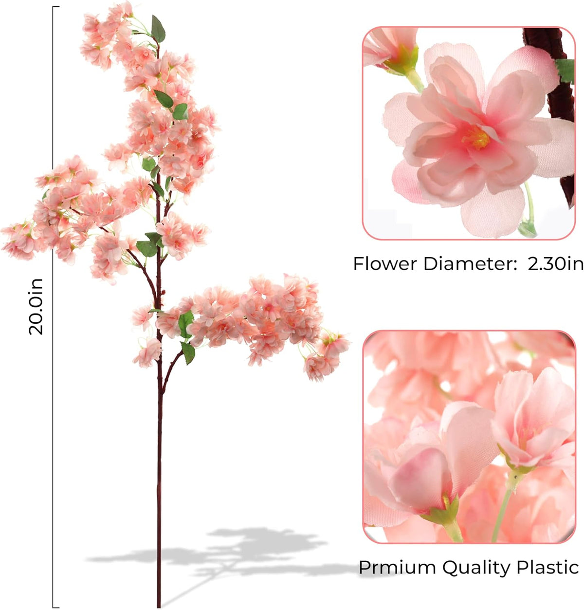Light Pink Cherry Blossom Branches Sakura, Japanese Faux Silk