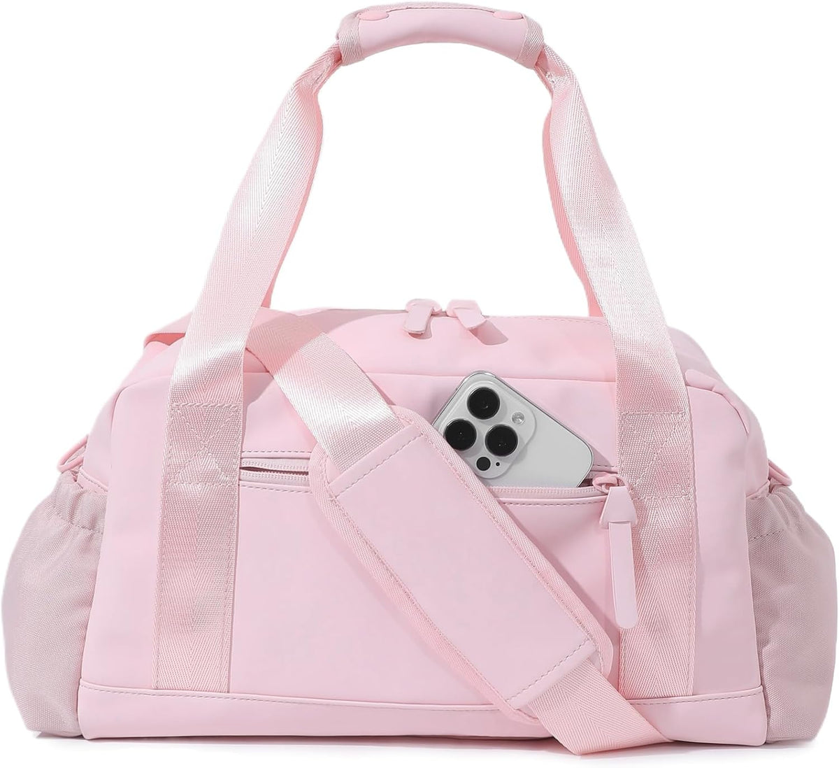Small Gym Bag for Women, Mini Crossbody Gym Duffle Bag with Wet Compartment, Carry on Gym Tote Bag for Workout Dance Sport Travel (Medium-Pink)