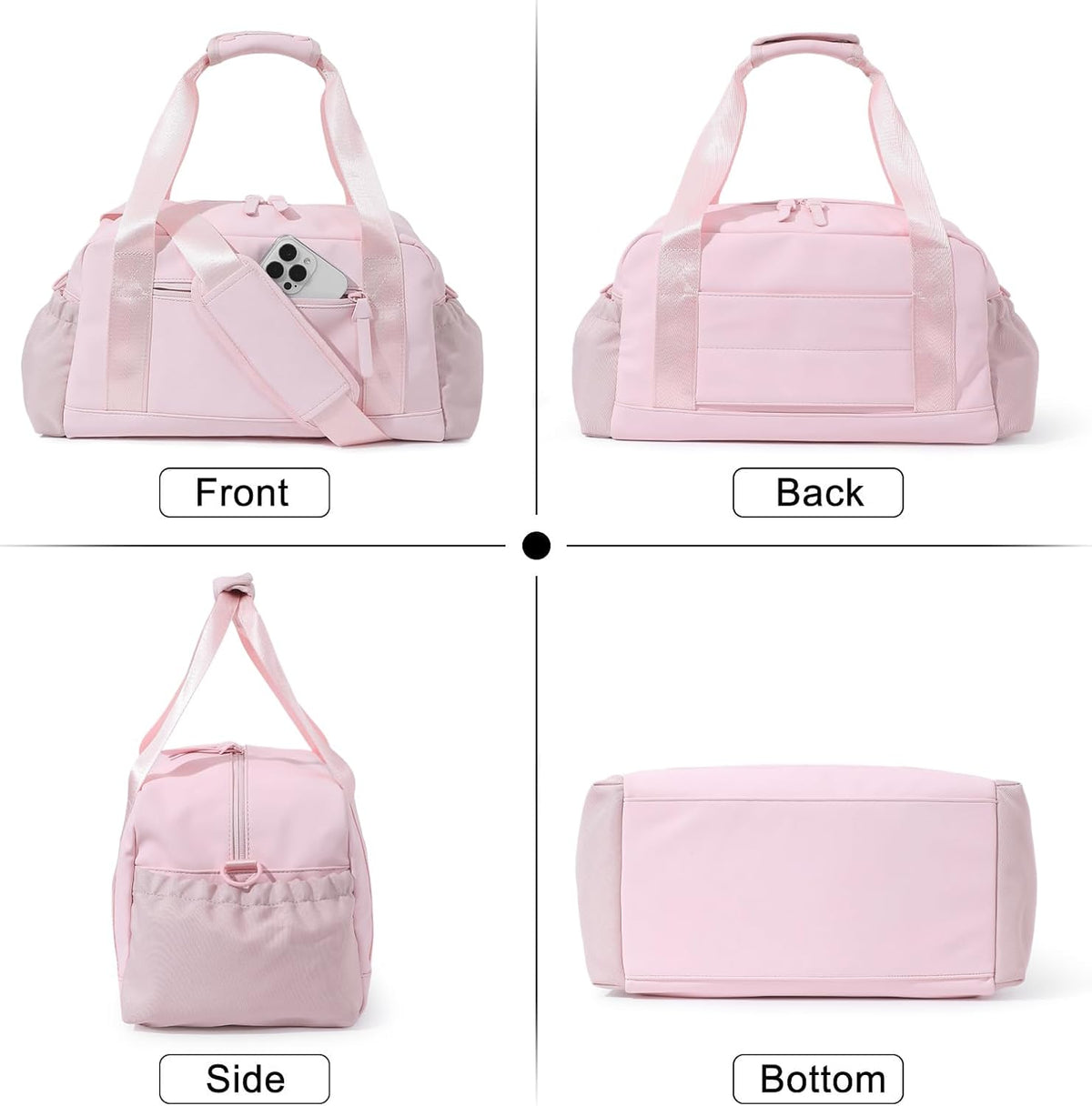 Small Gym Bag for Women, Mini Crossbody Gym Duffle Bag with Wet Compartment, Carry on Gym Tote Bag for Workout Dance Sport Travel (Medium-Pink)