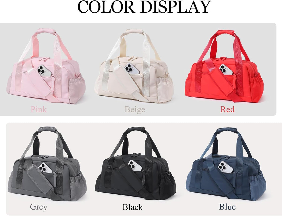 Small Gym Bag for Women, Mini Crossbody Gym Duffle Bag with Wet Compartment, Carry on Gym Tote Bag for Workout Dance Sport Travel (Medium-Pink)