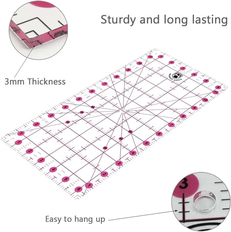 Rotary Cutter Set - 45mm Fabric Cutter, 5 Replacement Rotary Blades, A3 Cutting Mat, Quilting Ruler and Sewing Clips, Craft Knife Set, Ideal for Crafting, Sewing, Patchworking, Pink