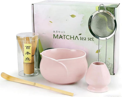 Matcha Whisk Set Pink, Ceramic Matcha Kit for Beginners & Tea Lovers