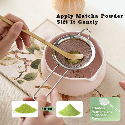 Matcha Whisk Set Pink, Ceramic Matcha Kit for Beginners & Tea Lovers