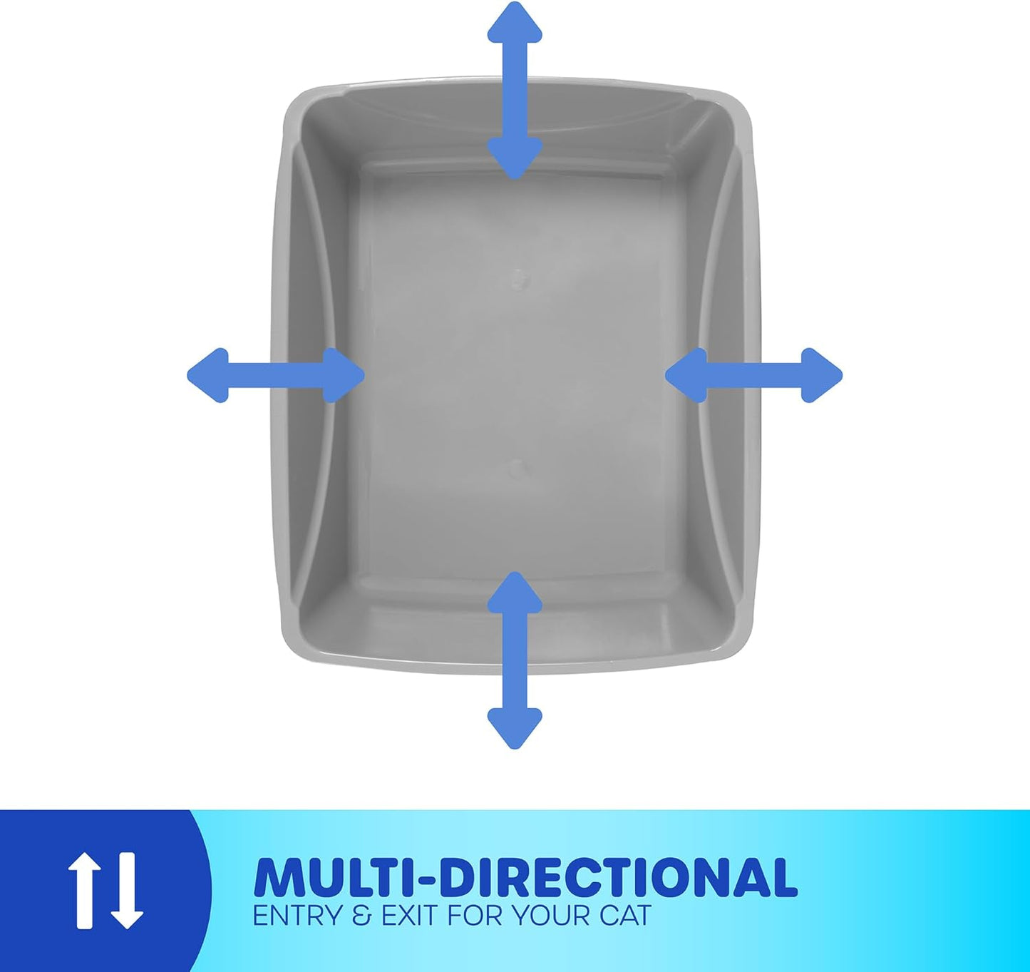 Petmate Basic Open Cat Litter Pan, Multidirectional Easy to Clean Plastic Litter Box, Gray, Made in USA, 14" x 10.5" x 3.5", Small Recommended for Kittens and Small Cats