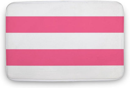 Soft Bath Rug Bright Pink Horizontal Striped Bathroom Mats Non Slip Absorbent Bath Mat Carpet for Kitchen Entryway, 16 x 24inch