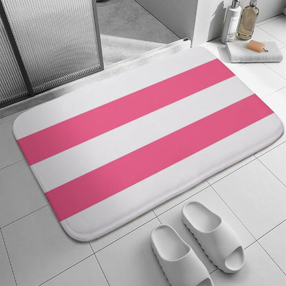 Soft Bath Rug Bright Pink Horizontal Striped Bathroom Mats Non Slip Absorbent Bath Mat Carpet for Kitchen Entryway, 16 x 24inch