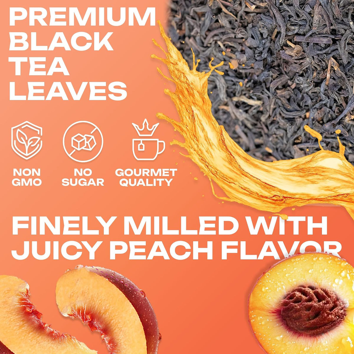 Peach Iced Tea Bags Half Gallon | 20 Count Large Iced Tea Bags | Makes 10 Gallons | Juicy Crisp Peach Flavor | Easy Brew Pitcher