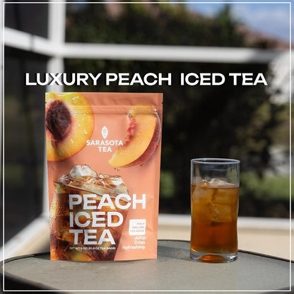Peach Iced Tea Bags Half Gallon | 20 Count Large Iced Tea Bags | Makes 10 Gallons | Juicy Crisp Peach Flavor | Easy Brew Pitcher