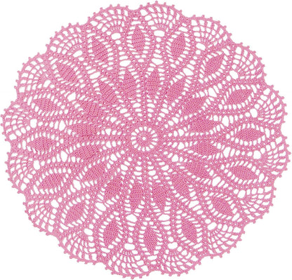22 Inch Table Placemat Kitchen Round Decor Doily Washable Tablecloth Doilies (Pink)
