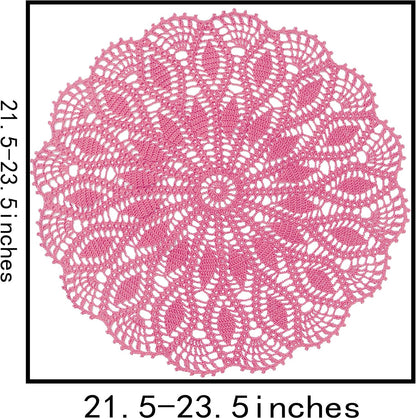 22 Inch Table Placemat Kitchen Round Decor Doily Washable Tablecloth Doilies (Pink)