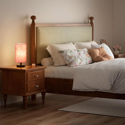Fenmzee Small Table Lamps(Pink Shade - Black Base, 9" Inline Control)