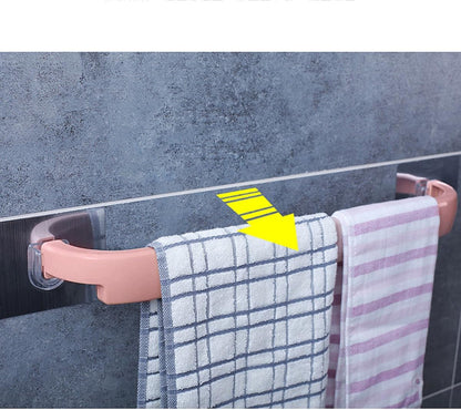 Wall Mounted Towel Rack Pink Self Adhesive Towel Shelf for Bathroom Kitchen Space Saving Storage