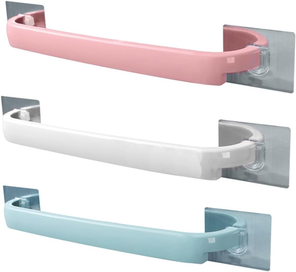 Wall Mounted Towel Rack Pink Self Adhesive Towel Shelf for Bathroom Kitchen Space Saving Storage