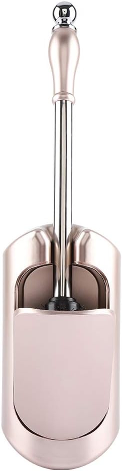Toilet Brush Set with Stainless Steel Handle and HolderRose Gold Toilet Brush for Home, Bathroom Hotel, Plastic Bristles, Durable Toilet Cleaning Tool