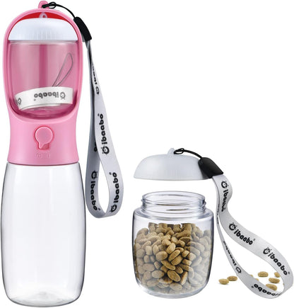 Dog Water Bottle Portable with Food Container & Filter for Travel