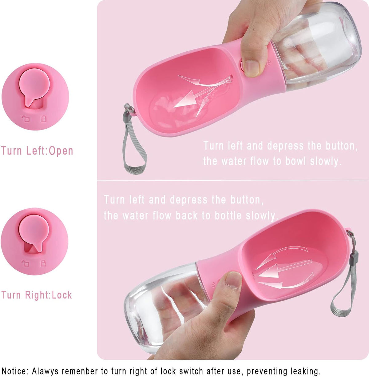 Dog Water Bottle Portable with Food Container & Filter for Travel