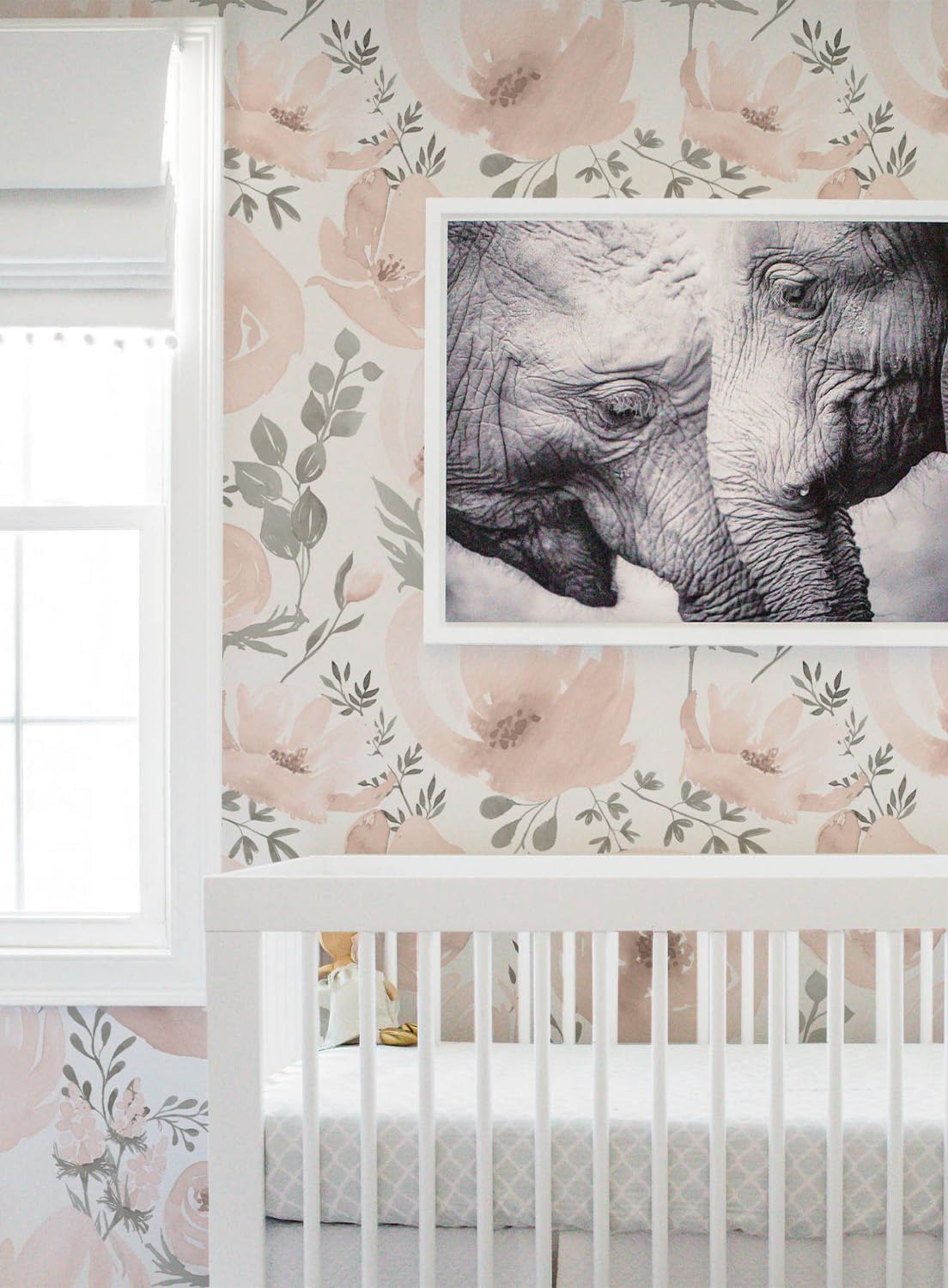 Floral Peel and Stick Wallpaper Pink Wallpaper for Bedroom Self Adhesive Wall Paper Girls Room 17.3"x118" (Pink, 17.3" x 118")