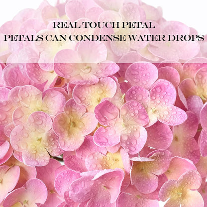 JINWOE 3pcs 21" Pink Real Touch Fake Hydrangea Flowers, Latex Full Lifelike Silk Artificial Hydrangeas Fake Flowers for Bouquet Table Centerpieces Spring Wedding Indoor Home