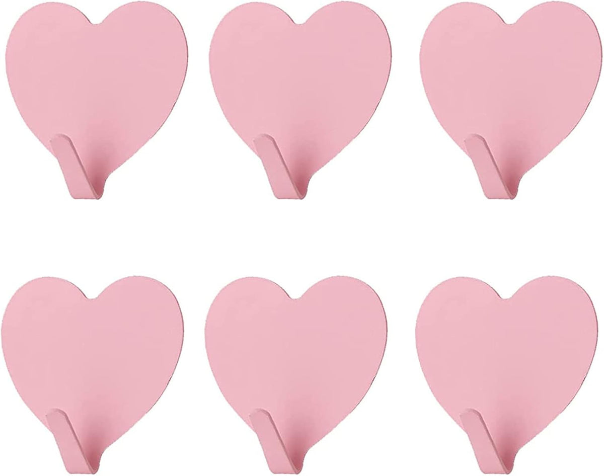 6 Pack Heart Wall Hooks, Kawaii Room Decor Hooks