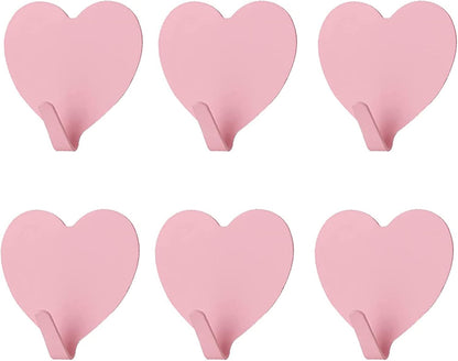 6 Pack Heart Wall Hooks, Kawaii Room Decor Hooks