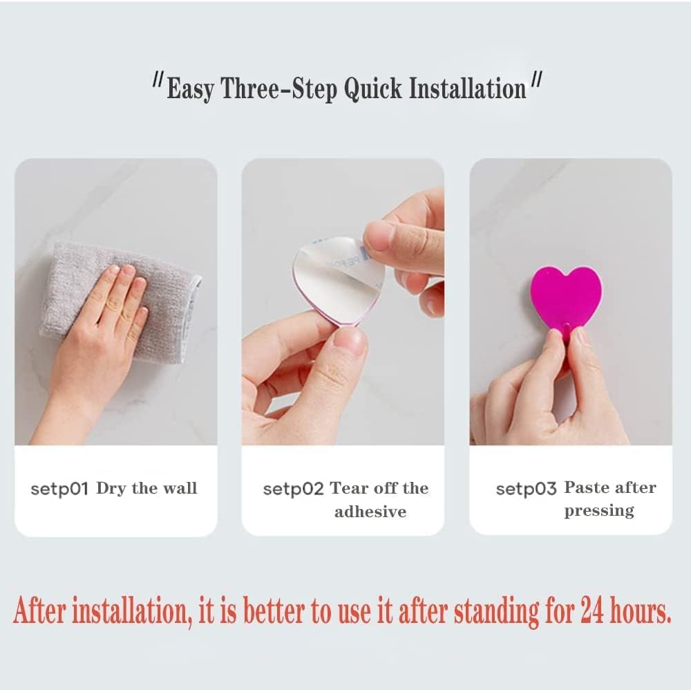 6 Pack Heart Wall Hooks, Kawaii Room Decor Hooks