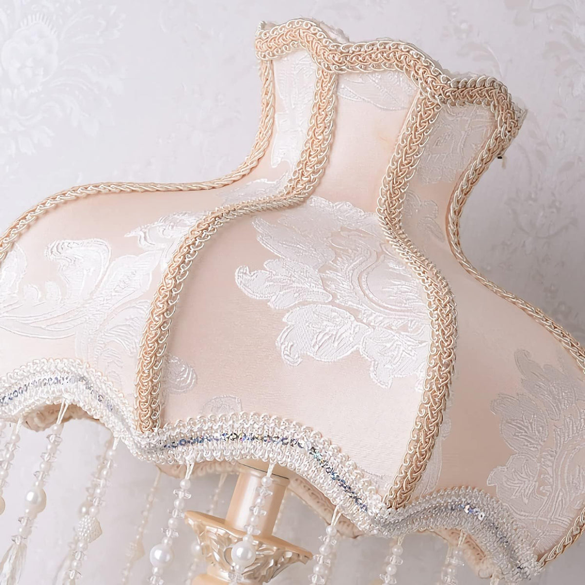 Victorian Table Lamp, Tiffany Style Classic Living Room Desk Lamp with Fabric Shades, E26 Bulbs, European Retro Resin Bedside Lamp for Bedroom Living Room Office,110V~240V, Pink,Large