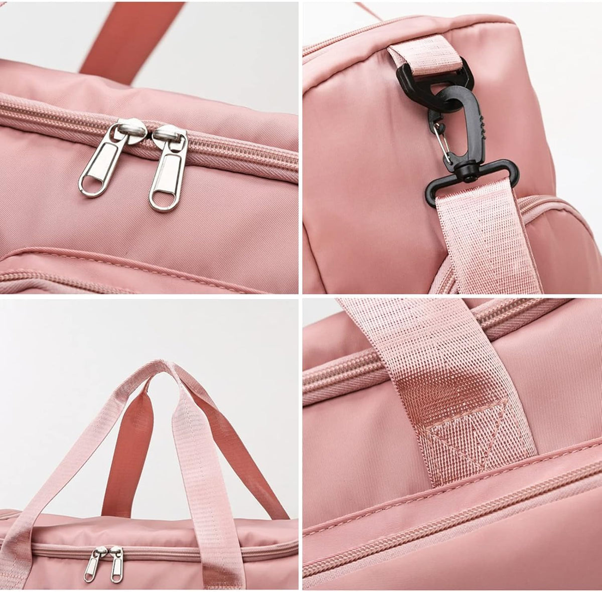Gym Bag with Shoe Compartment, Sports Duffle Bag for Women, Pink