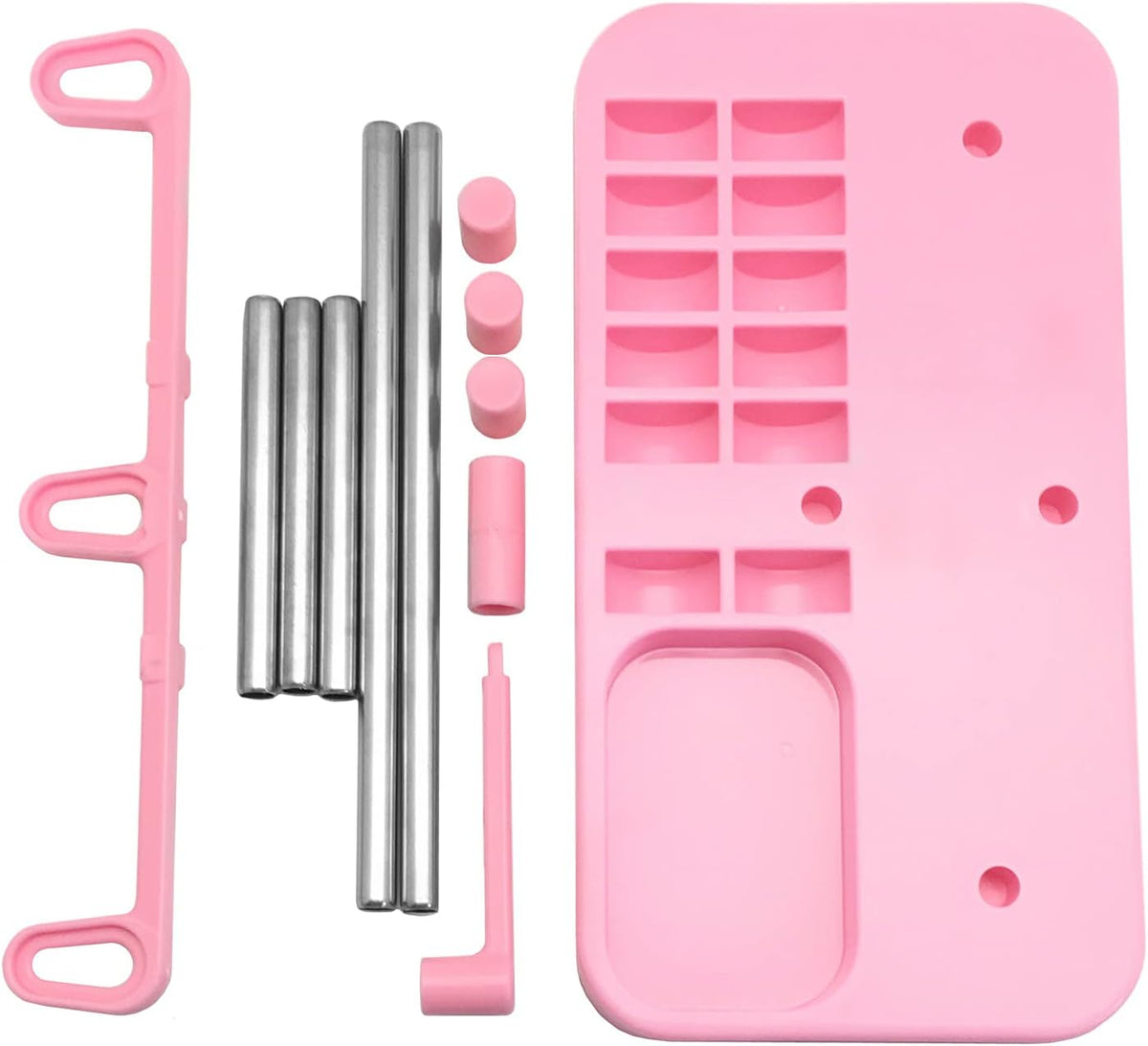 Thread Spool Holder Stand- 3 Spools Holder for Domestic (Home-Base) Embroidery and Sewing Machines - Four Colors for Choices (Pink)