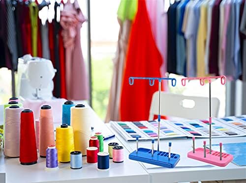 Thread Spool Holder Stand- 3 Spools Holder for Domestic (Home-Base) Embroidery and Sewing Machines - Four Colors for Choices (Pink)