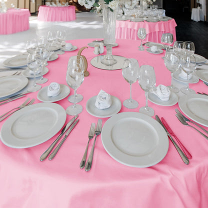 6 Pack Pink Tablecloths 120 Inch Round for 48"-96" Tables
