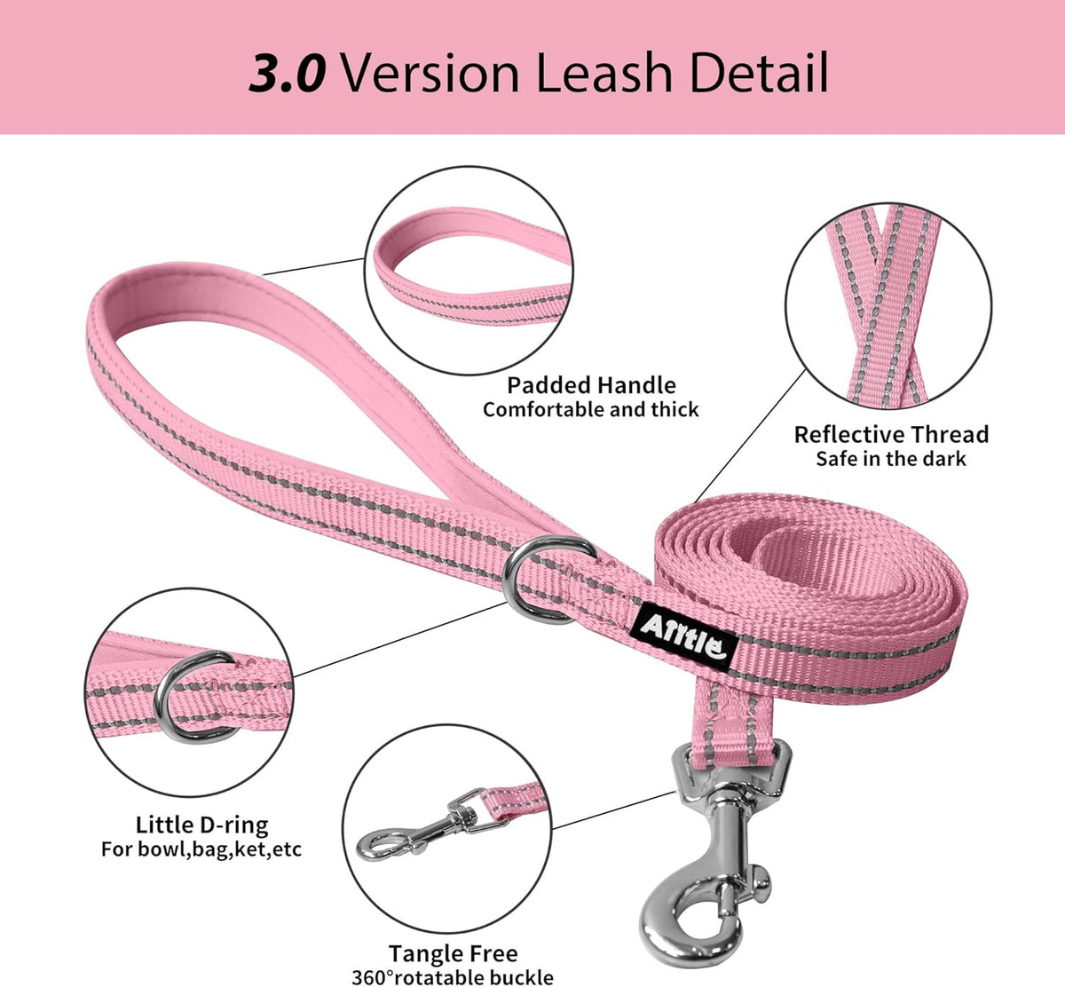 AIITLE Dog Harness and Leash Set, Step-in Puppy Pet Vest, Pure Pink XXXS